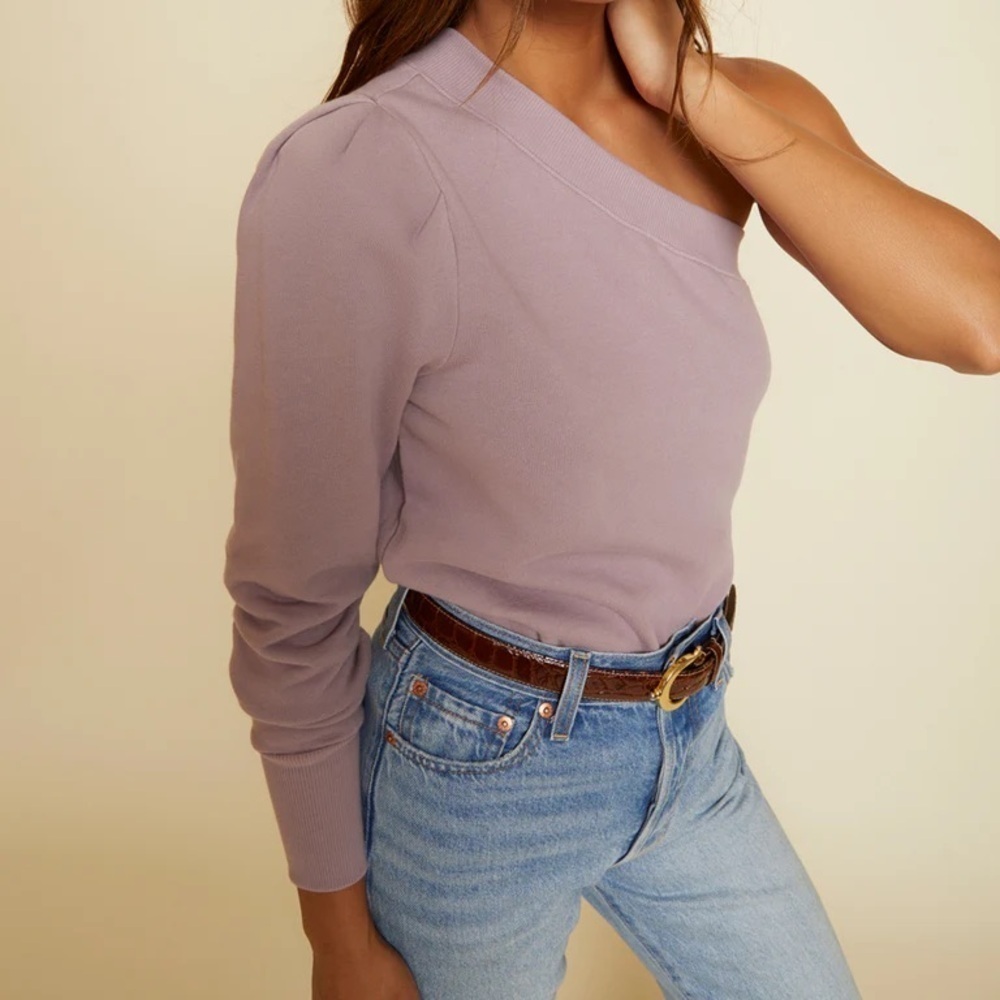 NWT NATION LTD Purple Alaia One Shoulder Sweatshirt in Hopeless Romantic